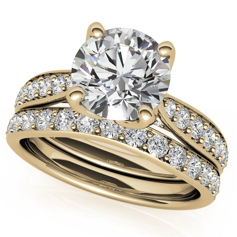 Round Tulip Cathedral Moissanite Engagement Ring