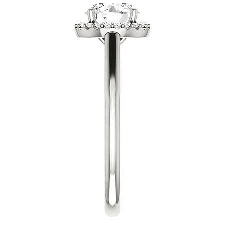 Round Halo Moissanite Engagement Ring with Scrolls