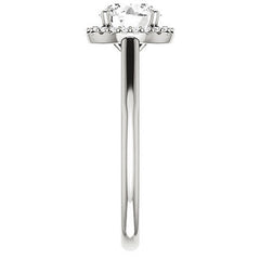 Round Halo Moissanite Engagement Ring with Scrolls