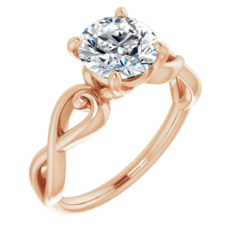 Round Twisted Scroll Solitaire Ring
