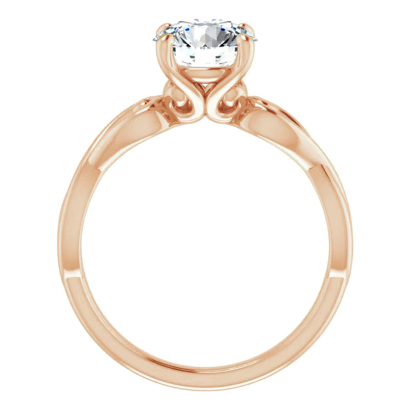 Round Twisted Scroll Solitaire Ring