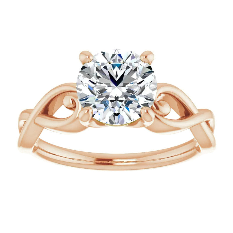 Round Twisted Scroll Solitaire Ring