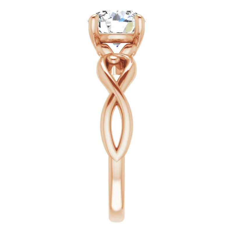 Round Twisted Scroll Solitaire Ring