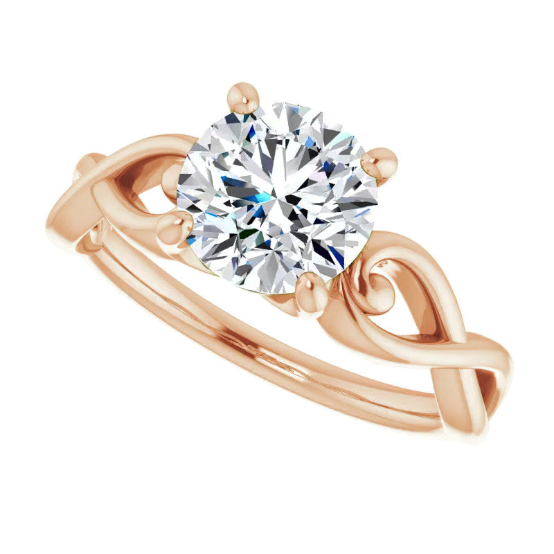 Round Twisted Scroll Solitaire Ring