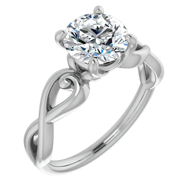 Round Twisted Scroll Solitaire Ring