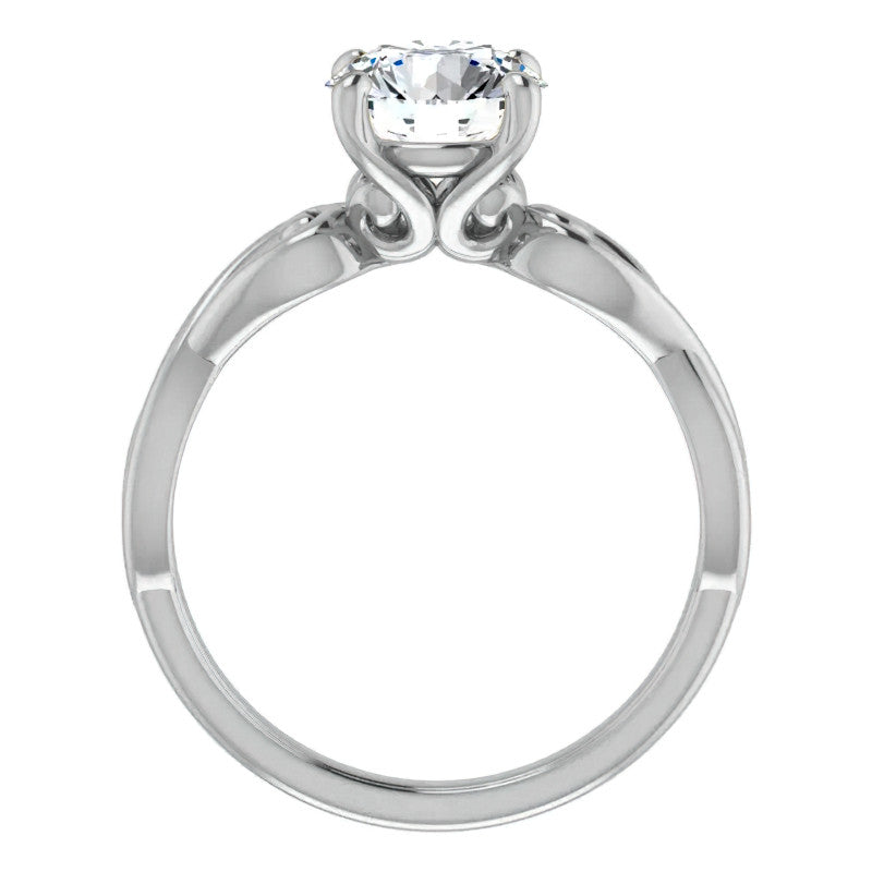 Round Twisted Scroll Solitaire Ring