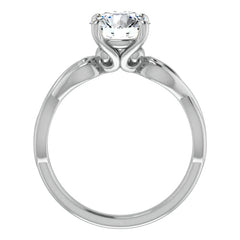 Round Twisted Scroll Solitaire Ring