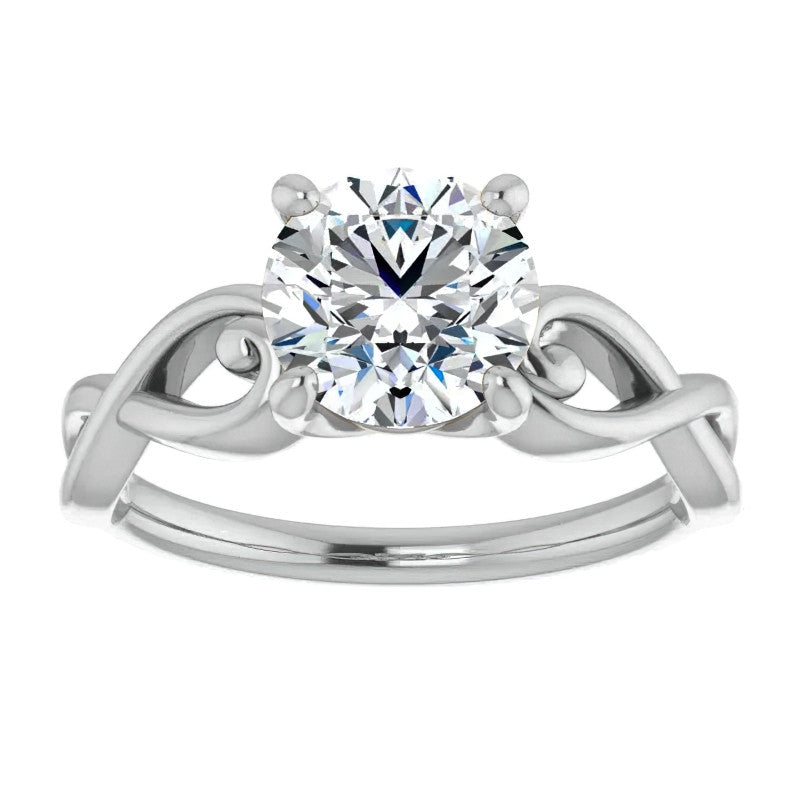 Round Twisted Scroll Solitaire Ring