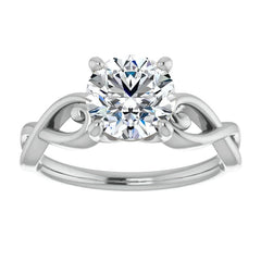 Round Twisted Scroll Solitaire Ring