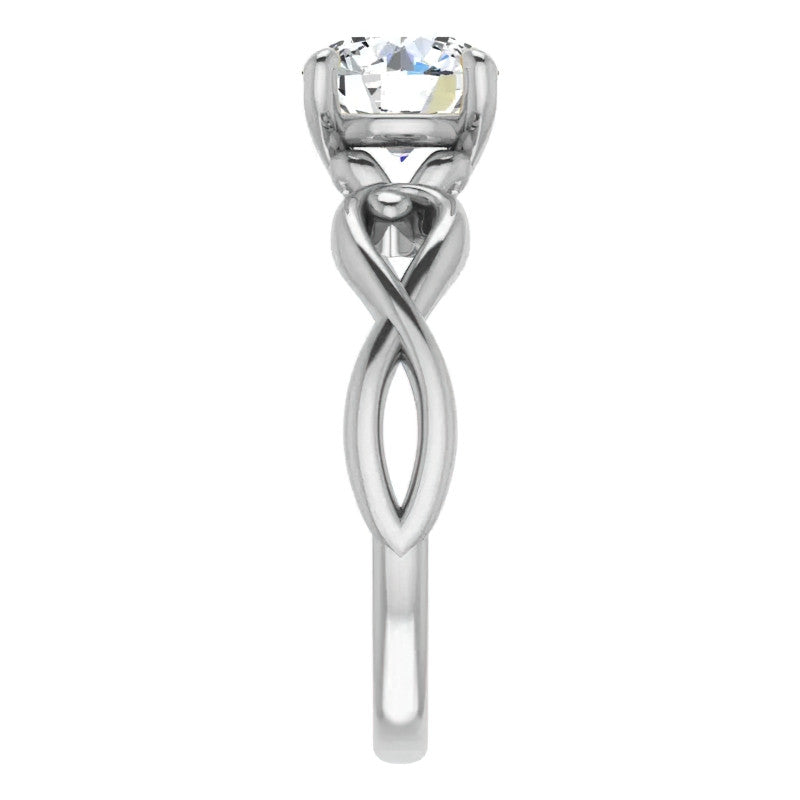 Round Twisted Scroll Solitaire Ring