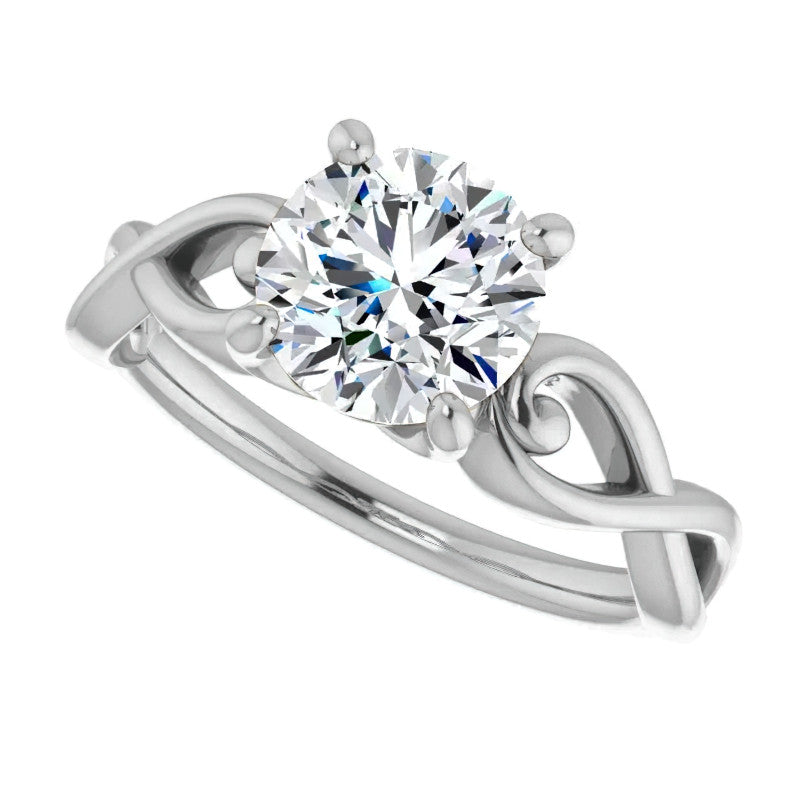 Round Twisted Scroll Solitaire Ring