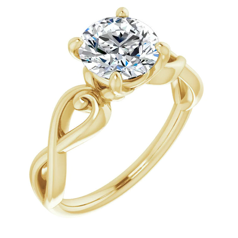 Round Twisted Scroll Solitaire Ring