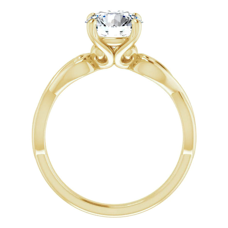 Round Twisted Scroll Solitaire Ring