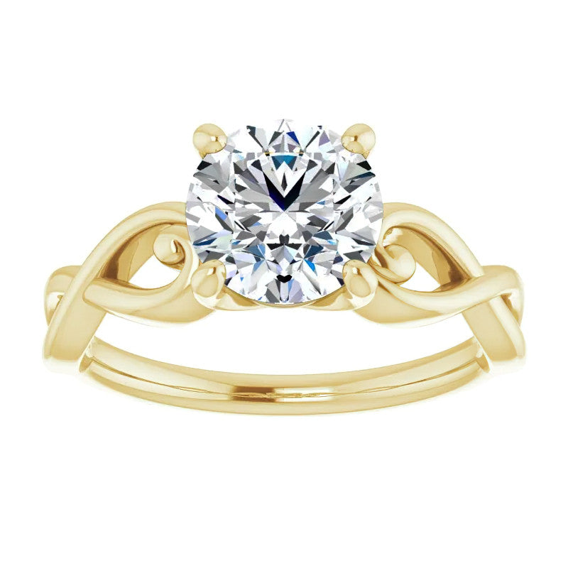Round Twisted Scroll Solitaire Ring