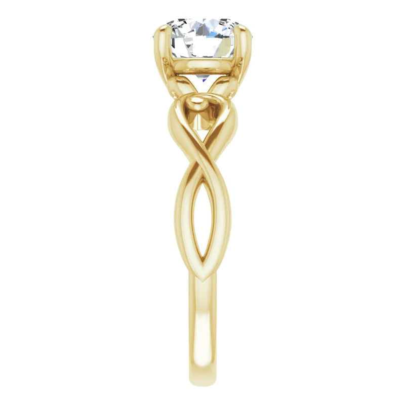 Round Twisted Scroll Solitaire Ring