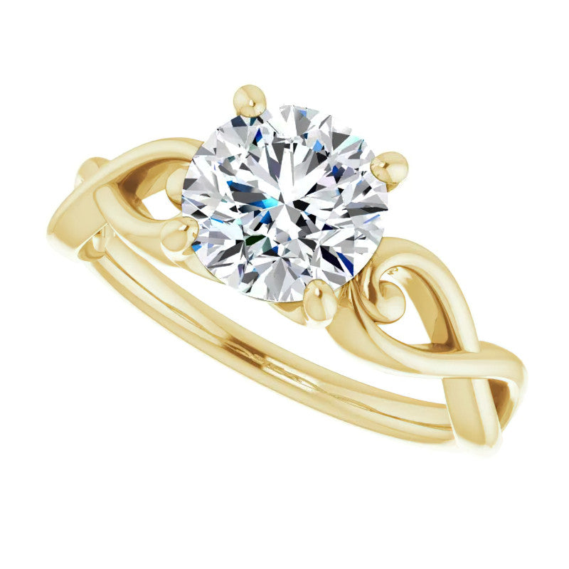 Round Twisted Scroll Solitaire Ring