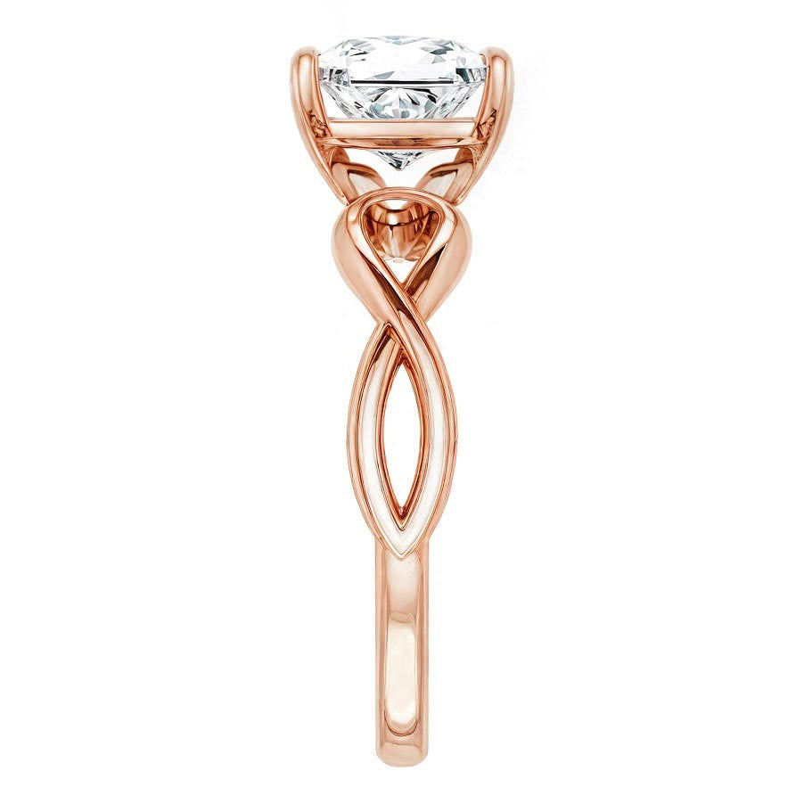 Princess Moissanite Twisted Scroll Solitaire Ring