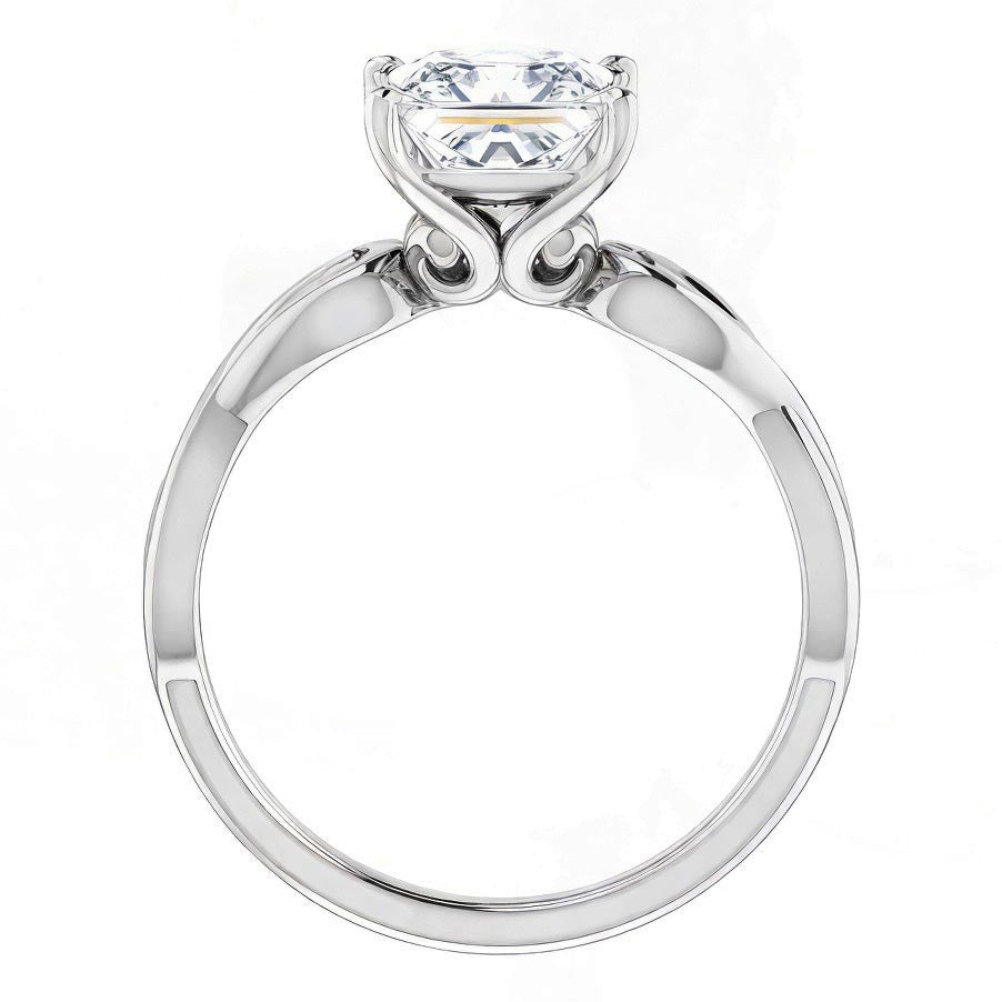 Princess Moissanite Twisted Scroll Solitaire Ring