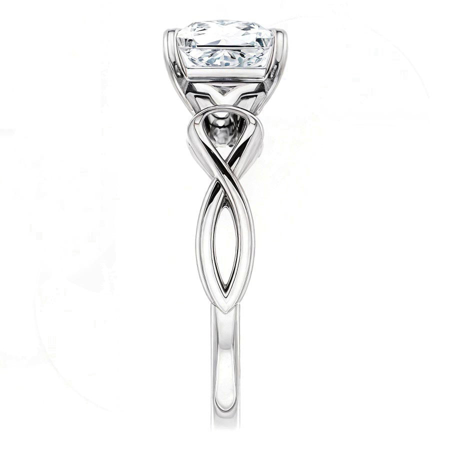 Princess Moissanite Twisted Scroll Solitaire Ring