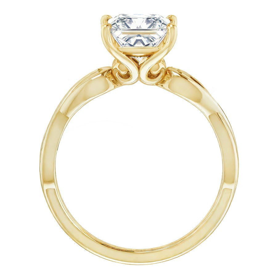 Princess Moissanite Twisted Scroll Solitaire Ring