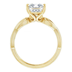 Princess Moissanite Twisted Scroll Solitaire Ring