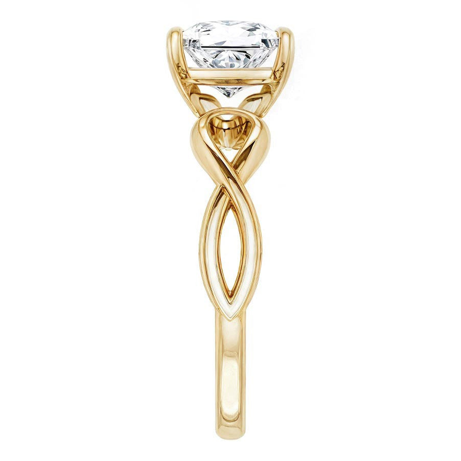 Princess Moissanite Twisted Scroll Solitaire Ring