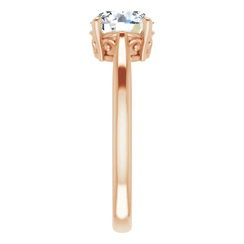 Round Brilliant Moissanite Scroll Accented Solitaire Ring