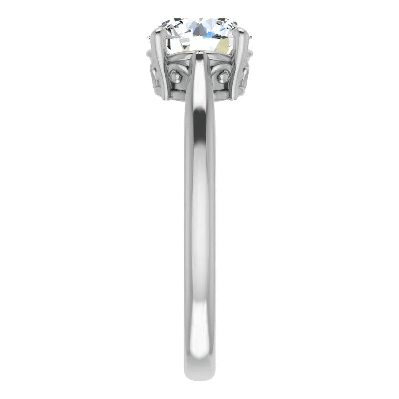 Round Brilliant Moissanite Scroll Accented Solitaire Ring