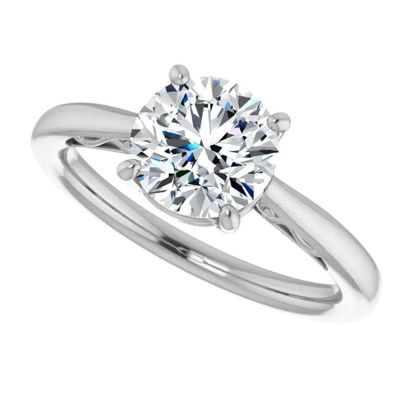 Round Brilliant Moissanite Scroll Accented Solitaire Ring
