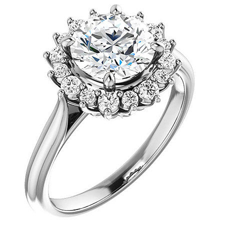 Round Brilliant Moissanite Snowflake Halo Ring
