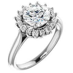 Round Brilliant Moissanite Snowflake Halo Ring