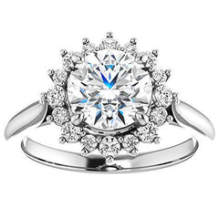 Round Brilliant Moissanite Snowflake Halo Ring