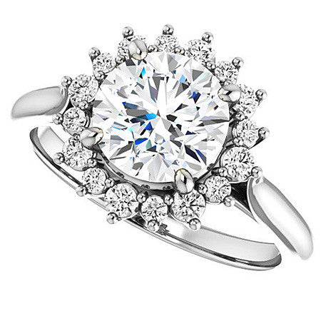 Round Brilliant Moissanite Snowflake Halo Ring