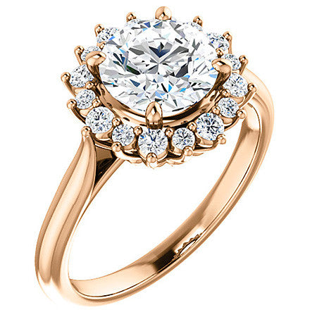 Round Brilliant Moissanite Snowflake Halo Ring