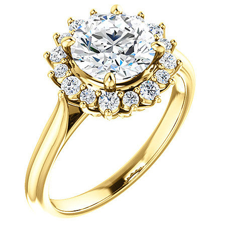 Round Brilliant Moissanite Snowflake Halo Ring