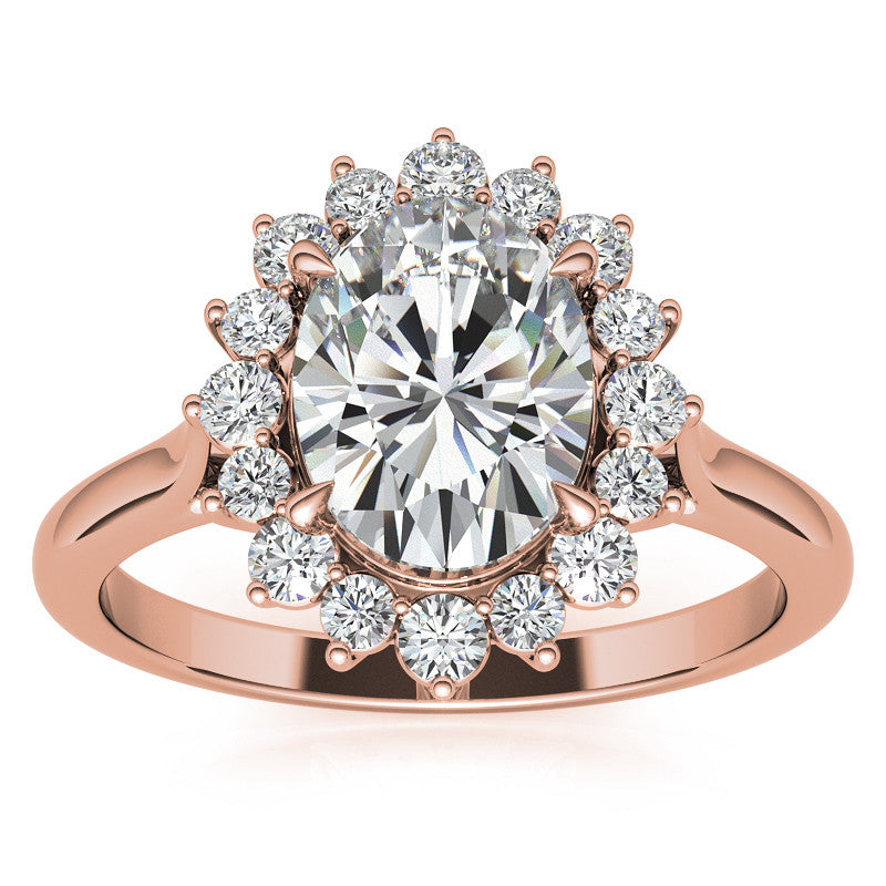 Oval Moissanite Snowflake Halo Ring