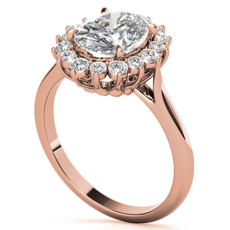 Oval Moissanite Snowflake Halo Ring