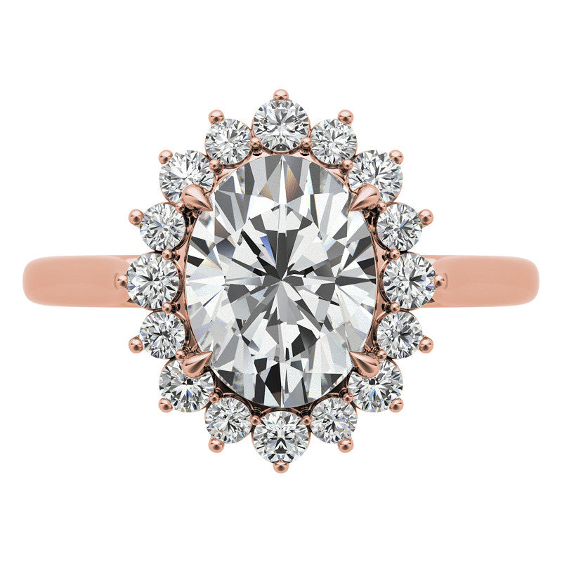 Oval Moissanite Snowflake Halo Ring