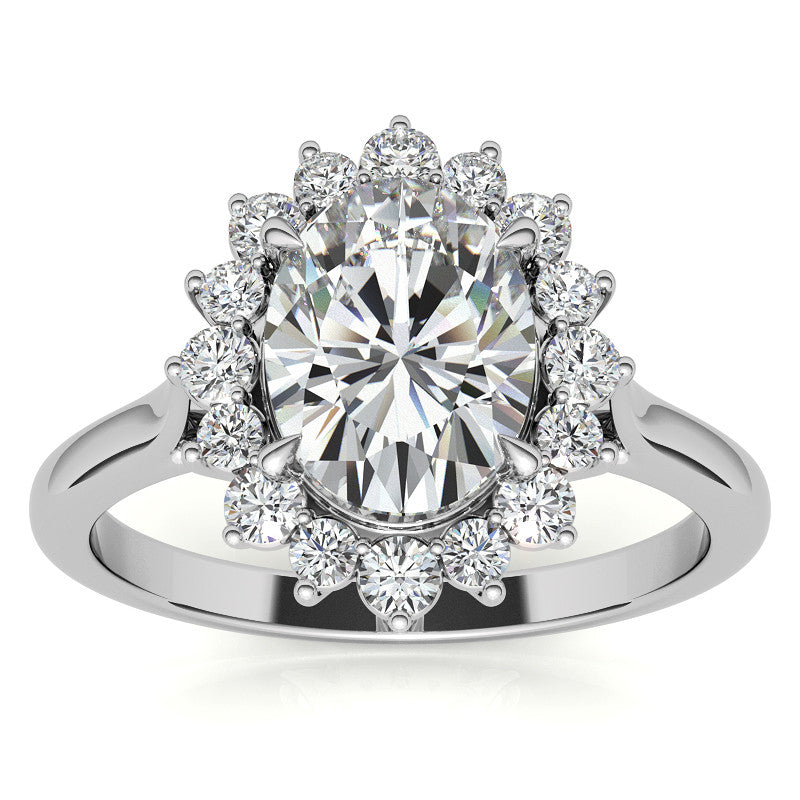Oval Moissanite Snowflake Halo Ring