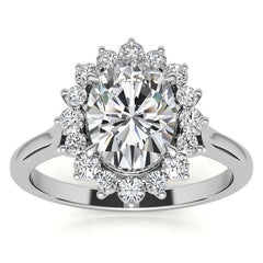 Oval Moissanite Snowflake Halo Ring