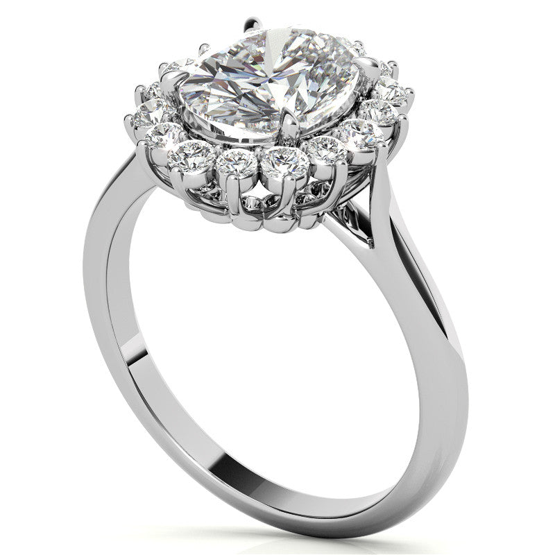 Oval Moissanite Snowflake Halo Ring