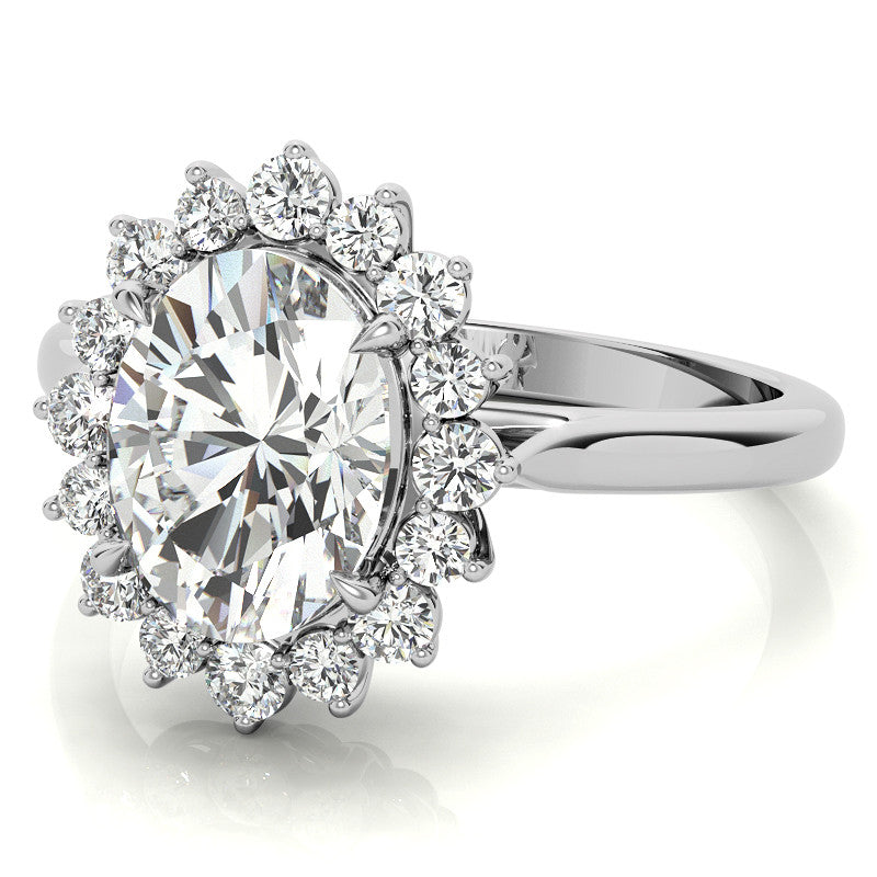 Oval Moissanite Snowflake Halo Ring