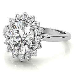 Oval Moissanite Snowflake Halo Ring