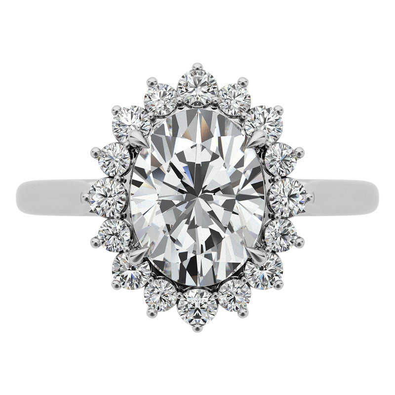 Oval Moissanite Snowflake Halo Ring