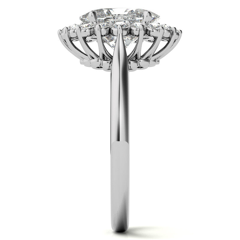 Oval Moissanite Snowflake Halo Ring