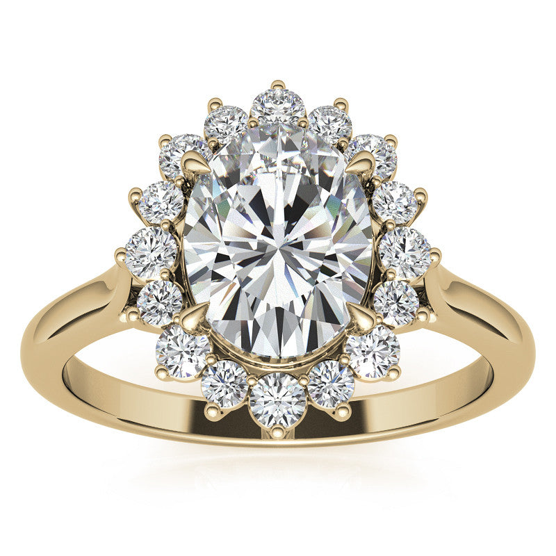 Oval Moissanite Snowflake Halo Ring