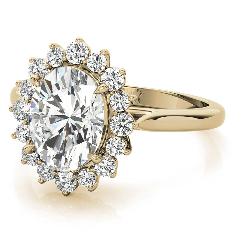 Oval Moissanite Snowflake Halo Ring