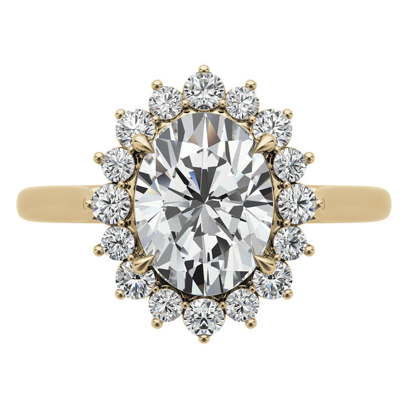 Oval Moissanite Snowflake Halo Ring