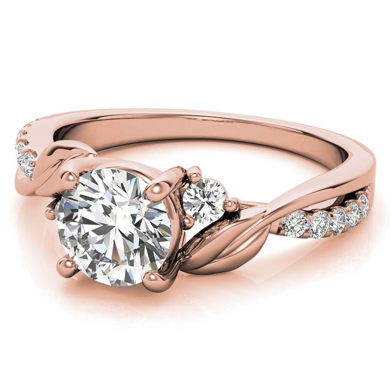 Round Brilliant Moissanite Nature Inspired Design Engagement Ring