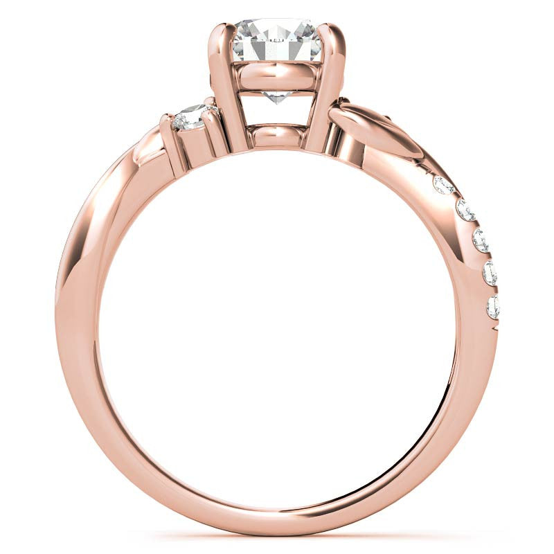 Round Brilliant Moissanite Nature Inspired Design Engagement Ring